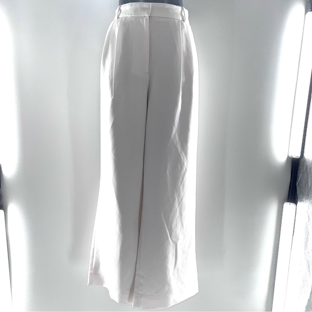 Abercrombie & Fitch Off-White/Cream Curve Love Wide Leg Pleated Front Pants-16